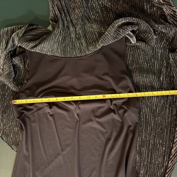 Connected Women's Black Metallic Cape-Overlay Sheath Cocktail Dress. Size 10 - Picture 7 of 14